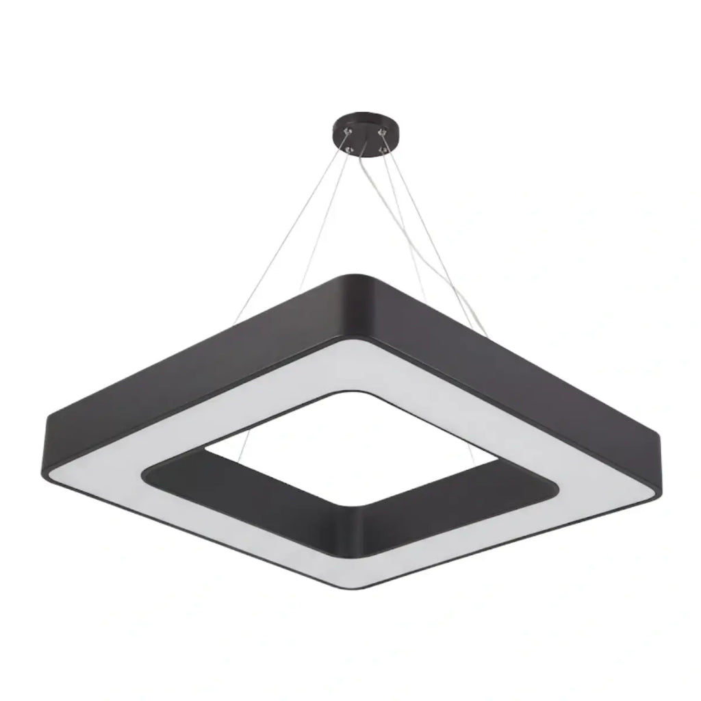 Modern Square Pendant Light -- Black Iron Acrylic for Office Meeting Room - Flindria