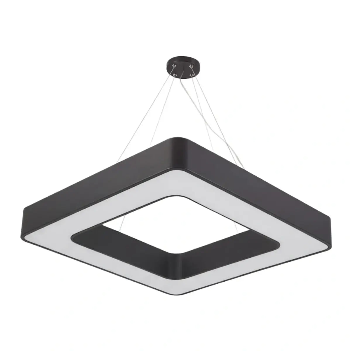 Modern Square Pendant Light -- Black Iron Acrylic for Office Meeting Room - Flindria