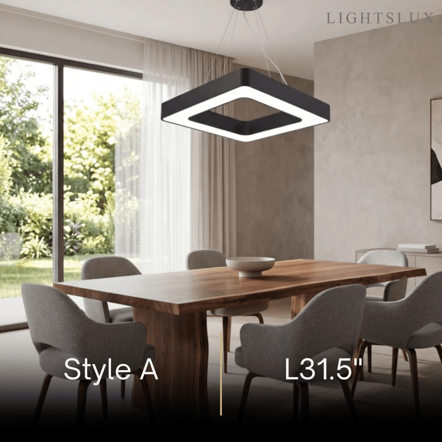 Modern Square Pendant Light -- Black Iron Acrylic for Office Meeting Room - Flindria