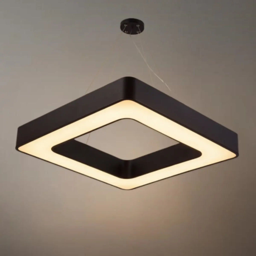 Modern Square Pendant Light -- Black Iron Acrylic for Office Meeting Room - Flindria