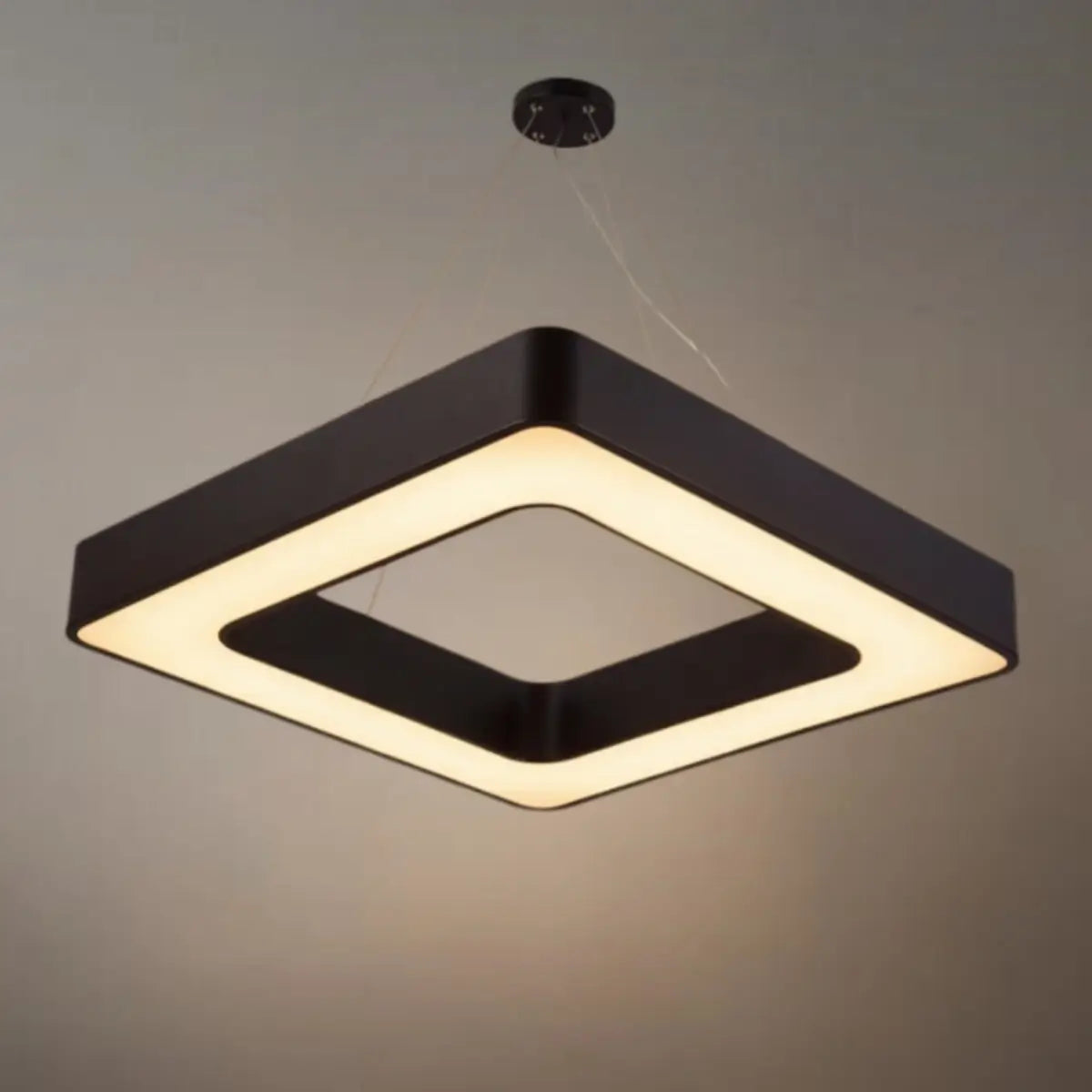 Modern Square Pendant Light -- Black Iron Acrylic for Office Meeting Room - Flindria