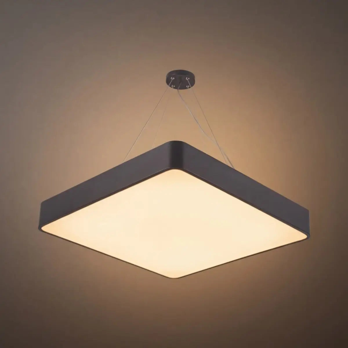 Modern Square Pendant Light -- Black Iron Acrylic for Office Meeting Room - Flindria