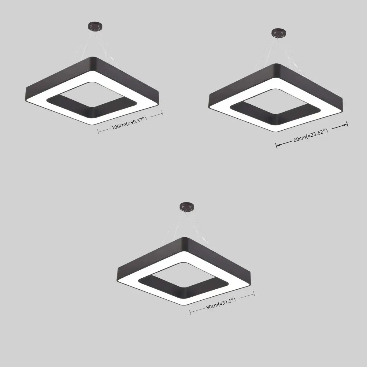 Modern Square Pendant Light -- Black Iron Acrylic for Office Meeting Room - Flindria
