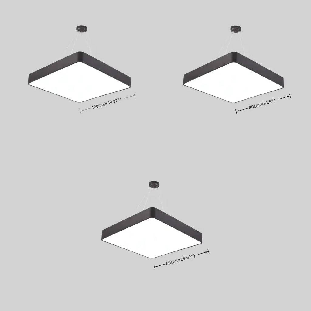 Modern Square Pendant Light -- Black Iron Acrylic for Office Meeting Room - Flindria