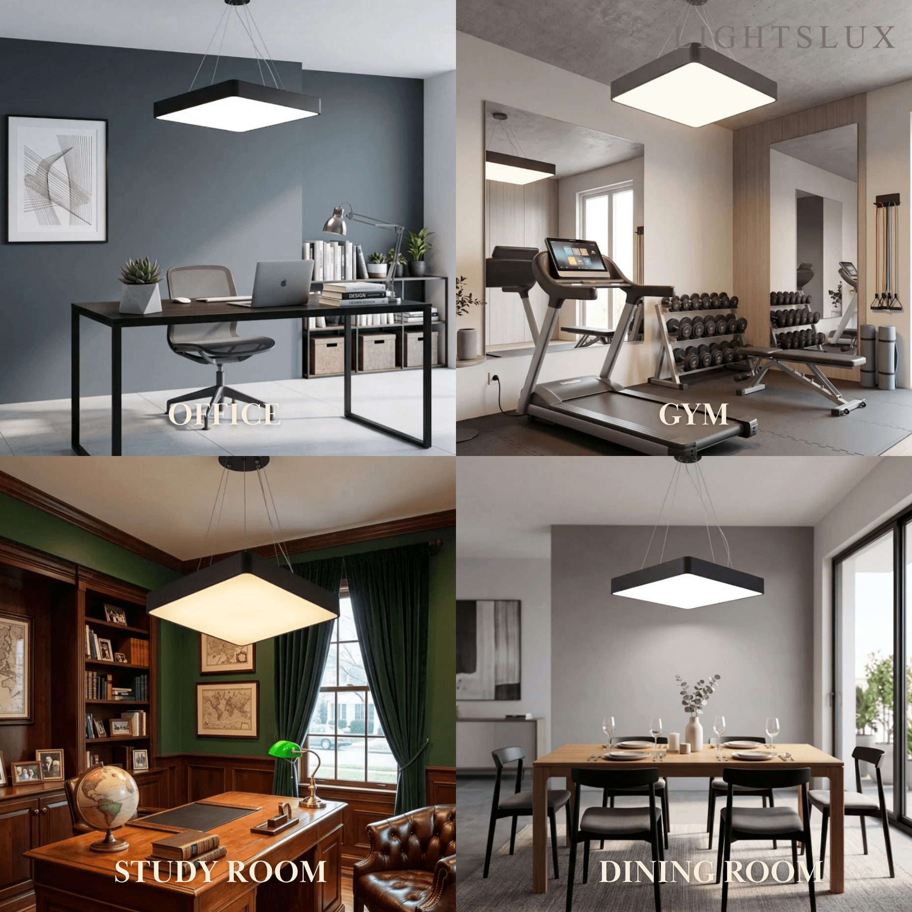 Modern Square Pendant Light -- Black Iron Acrylic for Office Meeting Room - Flindria