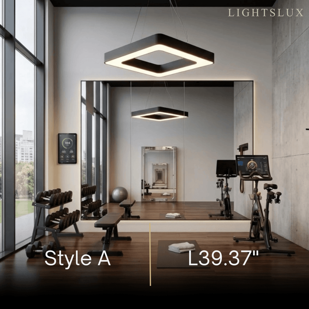 Modern Square Pendant Light -- Black Iron Acrylic for Office Meeting Room - Flindria