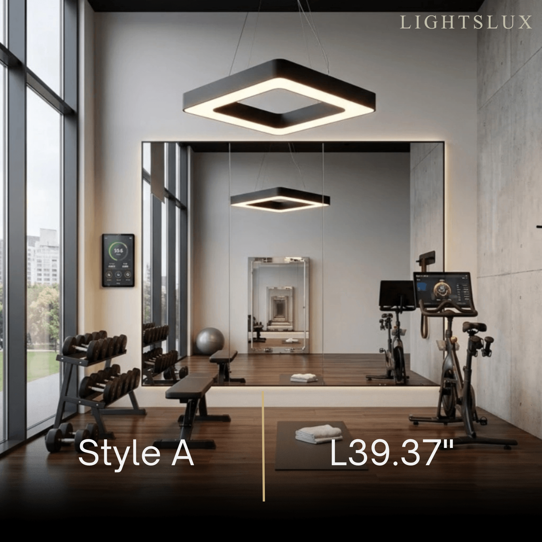 Modern Square Pendant Light -- Black Iron Acrylic for Office Meeting Room - Flindria