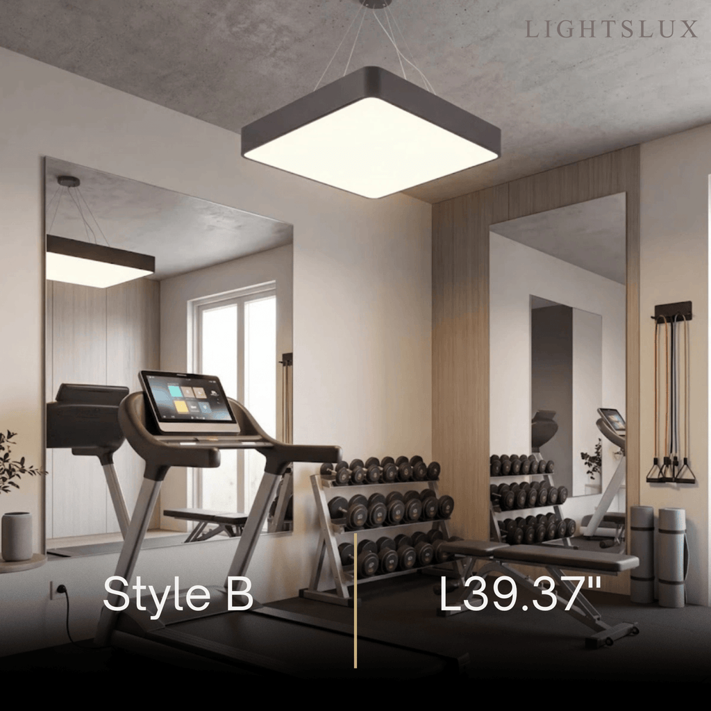 Modern Square Pendant Light -- Black Iron Acrylic for Office Meeting Room - Flindria