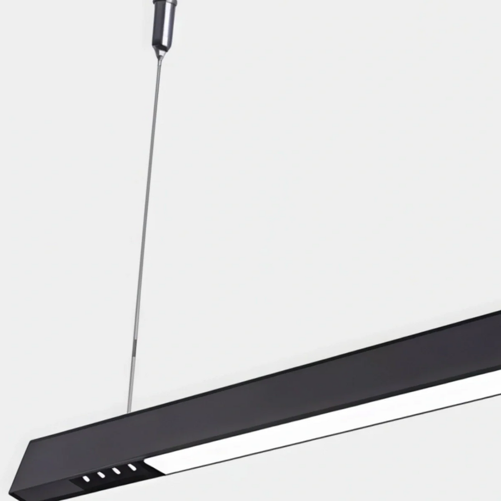 Modern Linear Pendant Light -- Aluminum PMMA Black or White for Office Meeting Room - Flindria