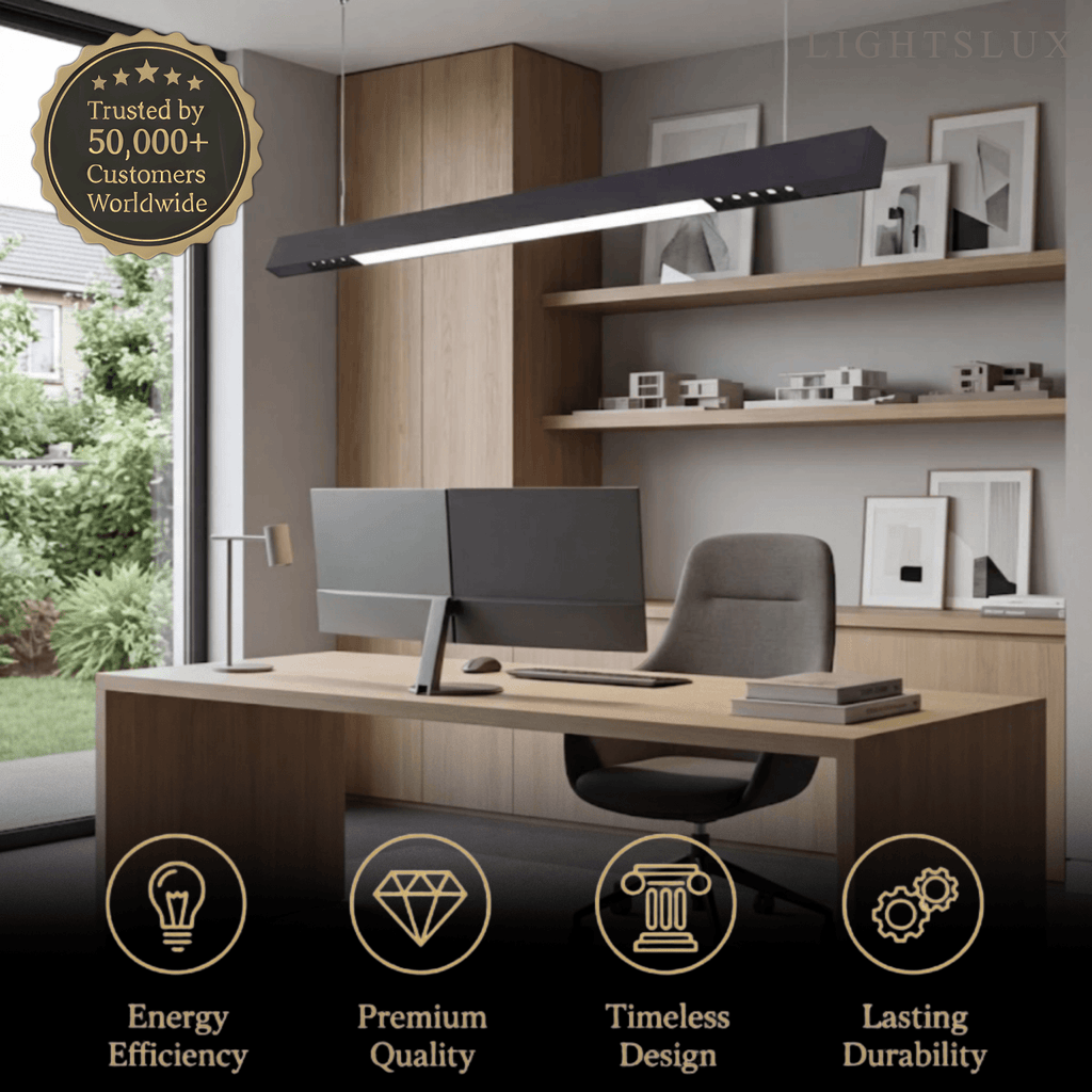 Modern Linear Pendant Light -- Aluminum PMMA Black or White for Office Meeting Room - Flindria