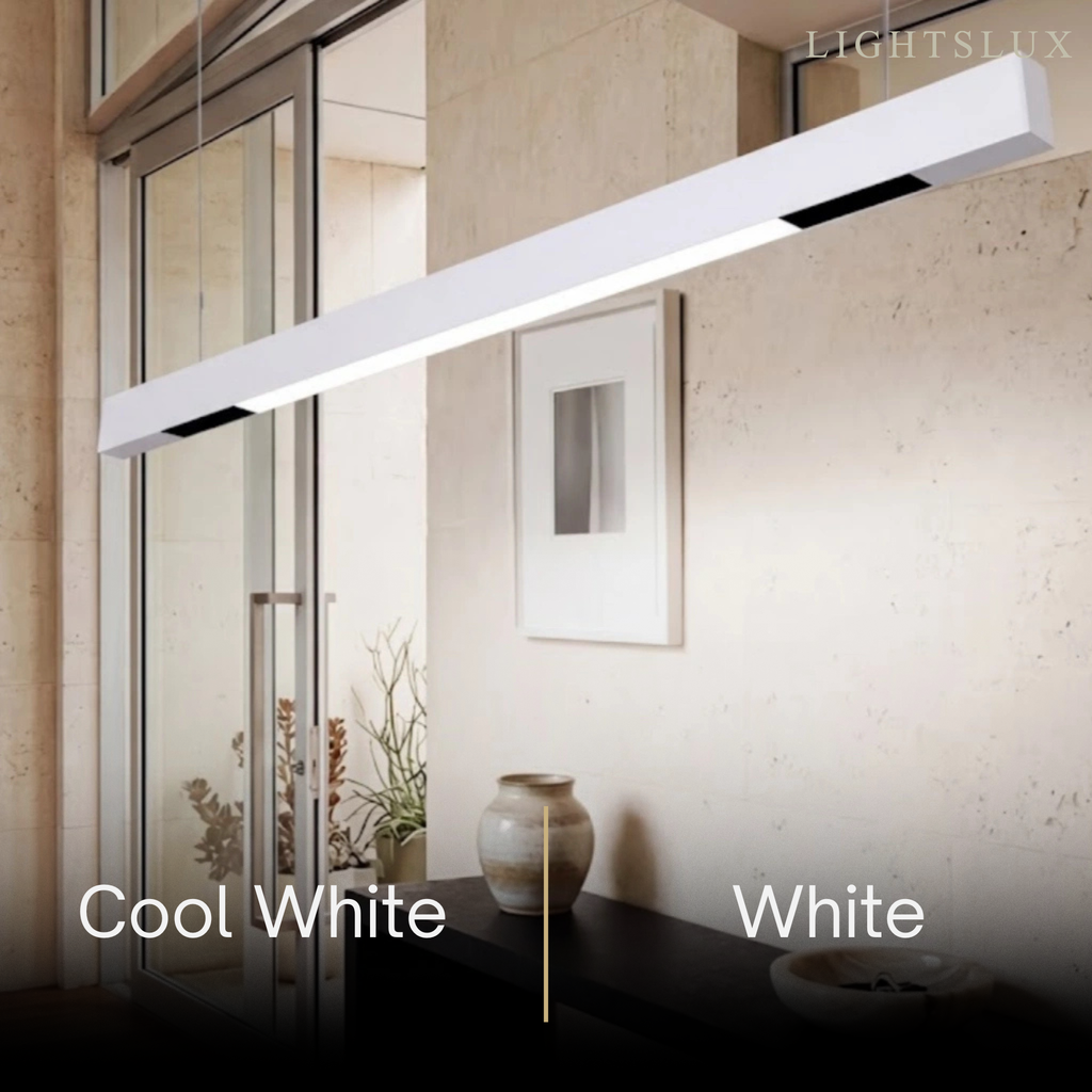 Modern Linear Pendant Light -- Aluminum PMMA Black or White for Office Meeting Room - Flindria