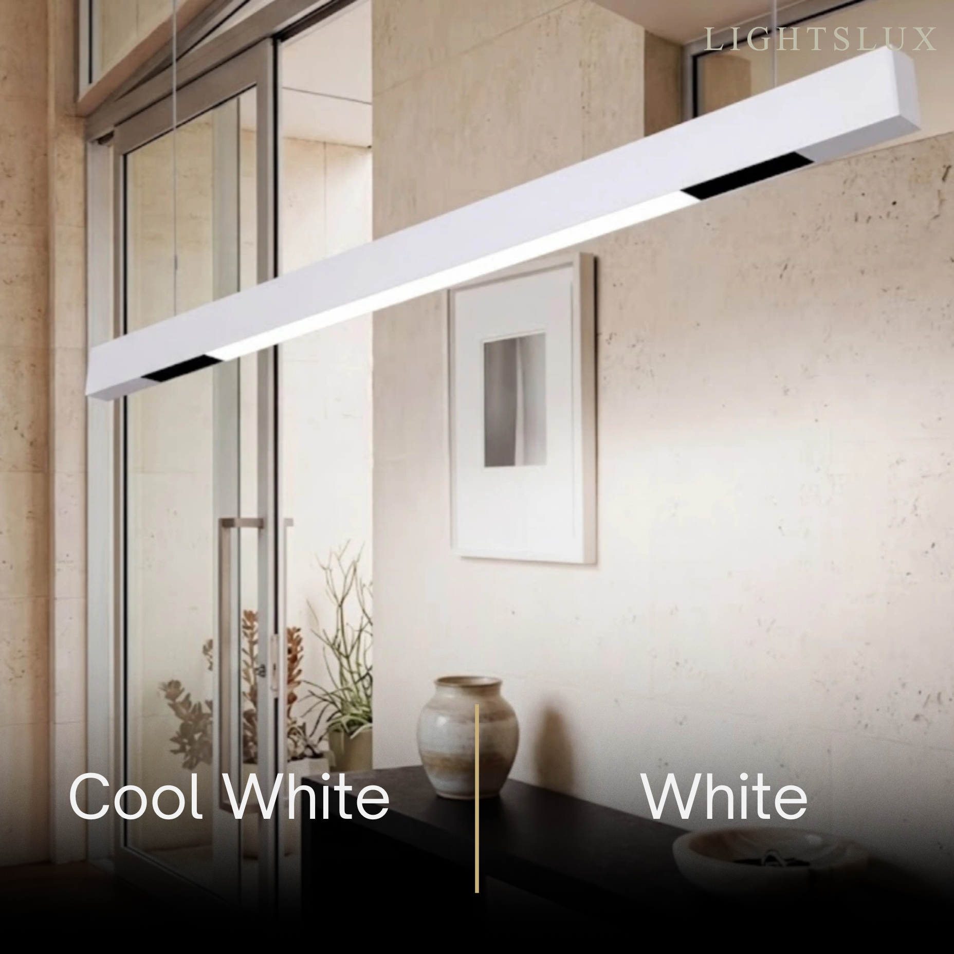 Modern Linear Pendant Light -- Aluminum PMMA Black or White for Office Meeting Room - Flindria