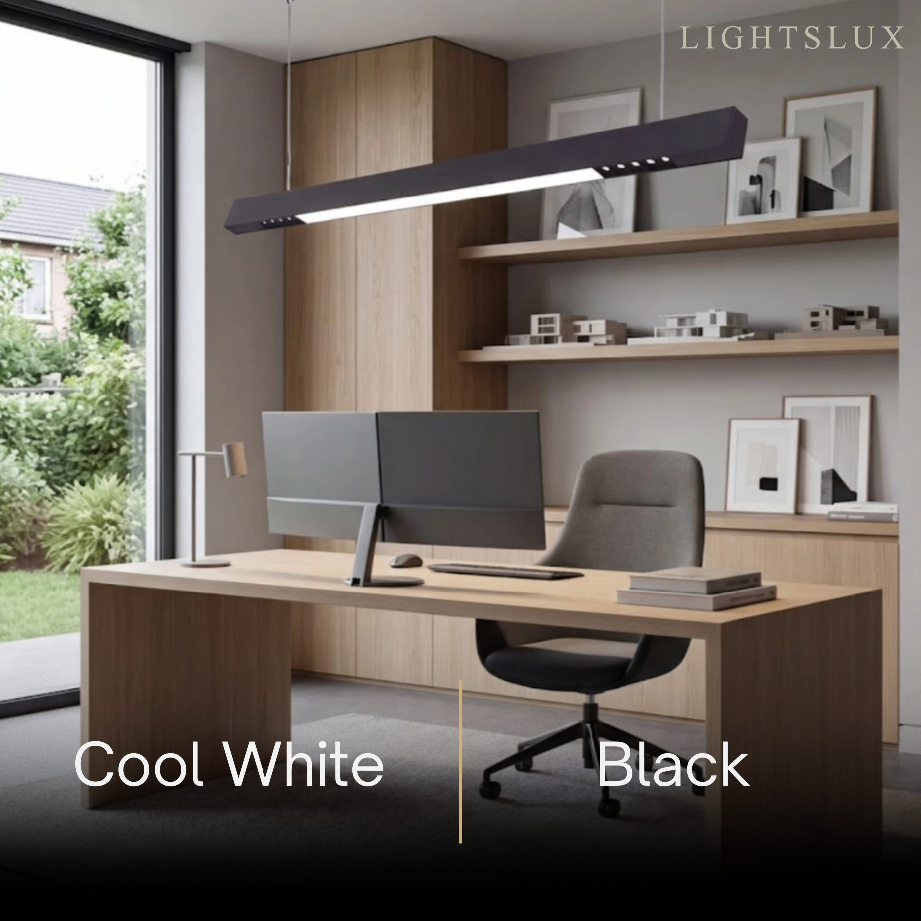 Modern Linear Pendant Light -- Aluminum PMMA Black or White for Office Meeting Room - Flindria