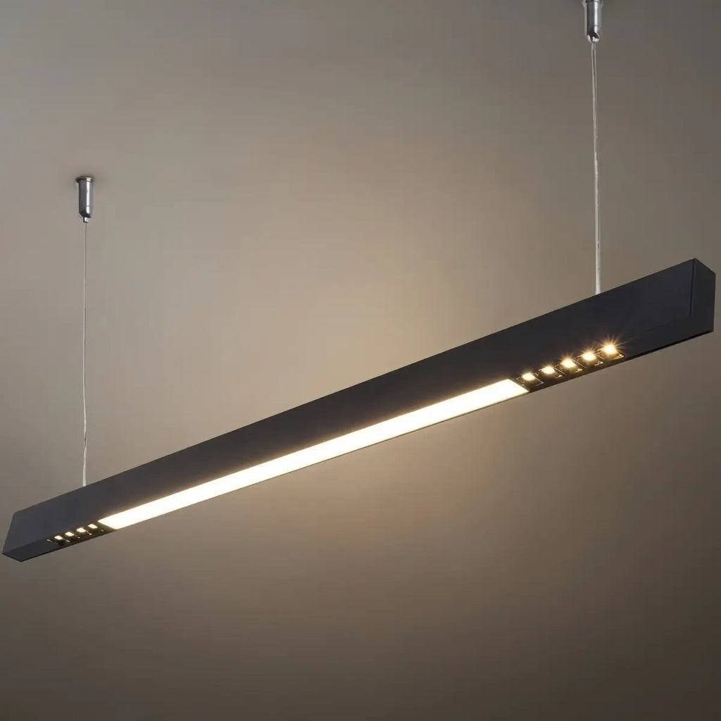 Modern Linear Pendant Light -- Aluminum PMMA Black or White for Office Meeting Room - Flindria