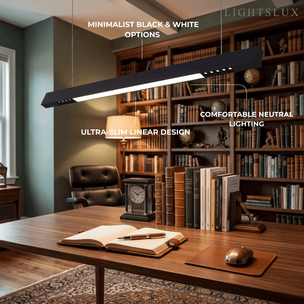 Modern Linear Pendant Light -- Aluminum PMMA Black or White for Office Meeting Room - Flindria