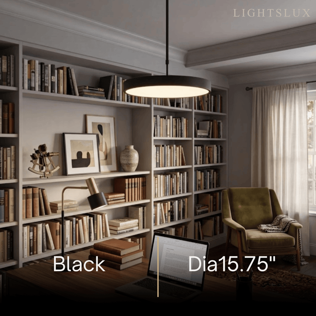 Modern Round Pendant Light -- Iron Acrylic Black or White for Office Meeting Room - Flindria