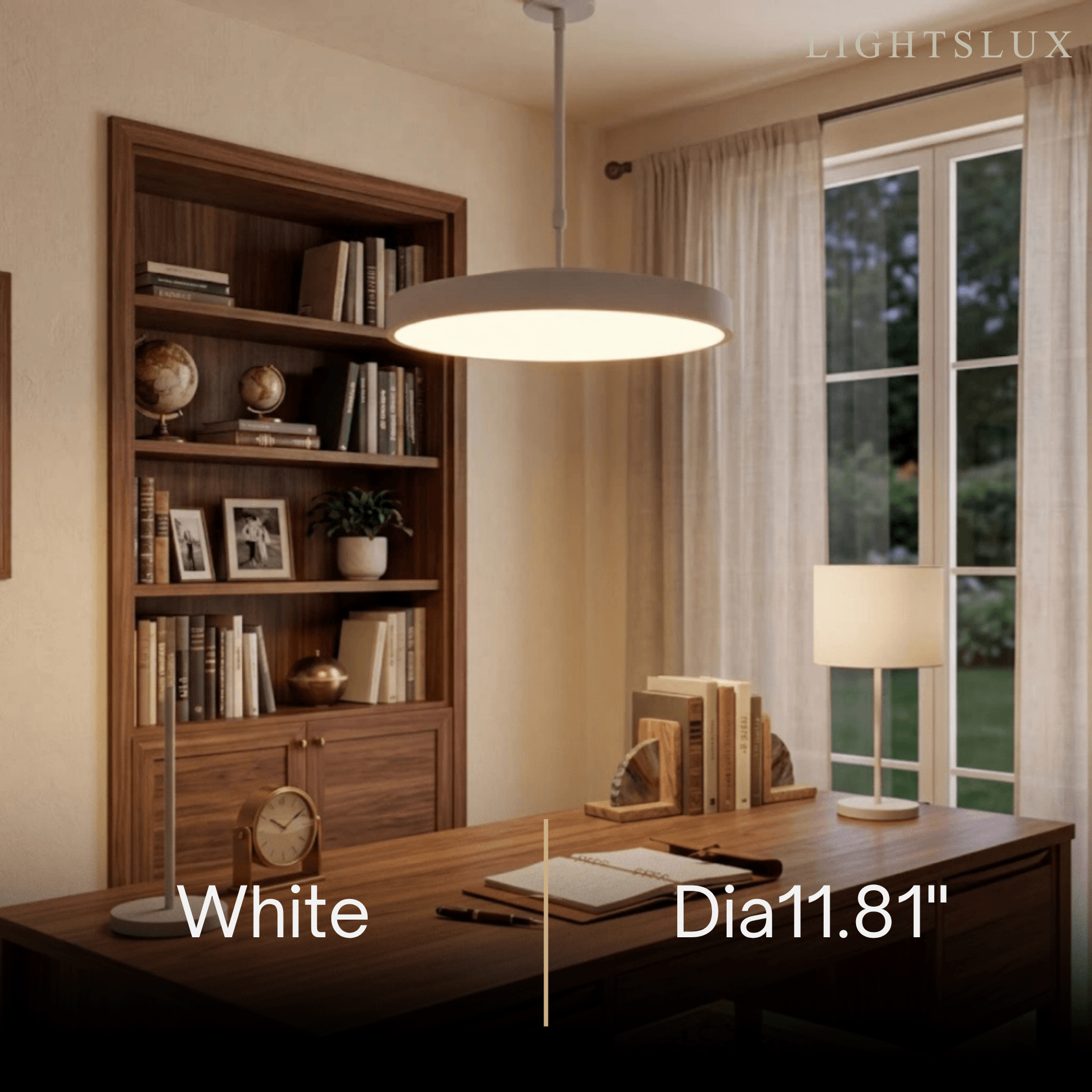 Modern Round Pendant Light -- Iron Acrylic Black or White for Office Meeting Room - Flindria