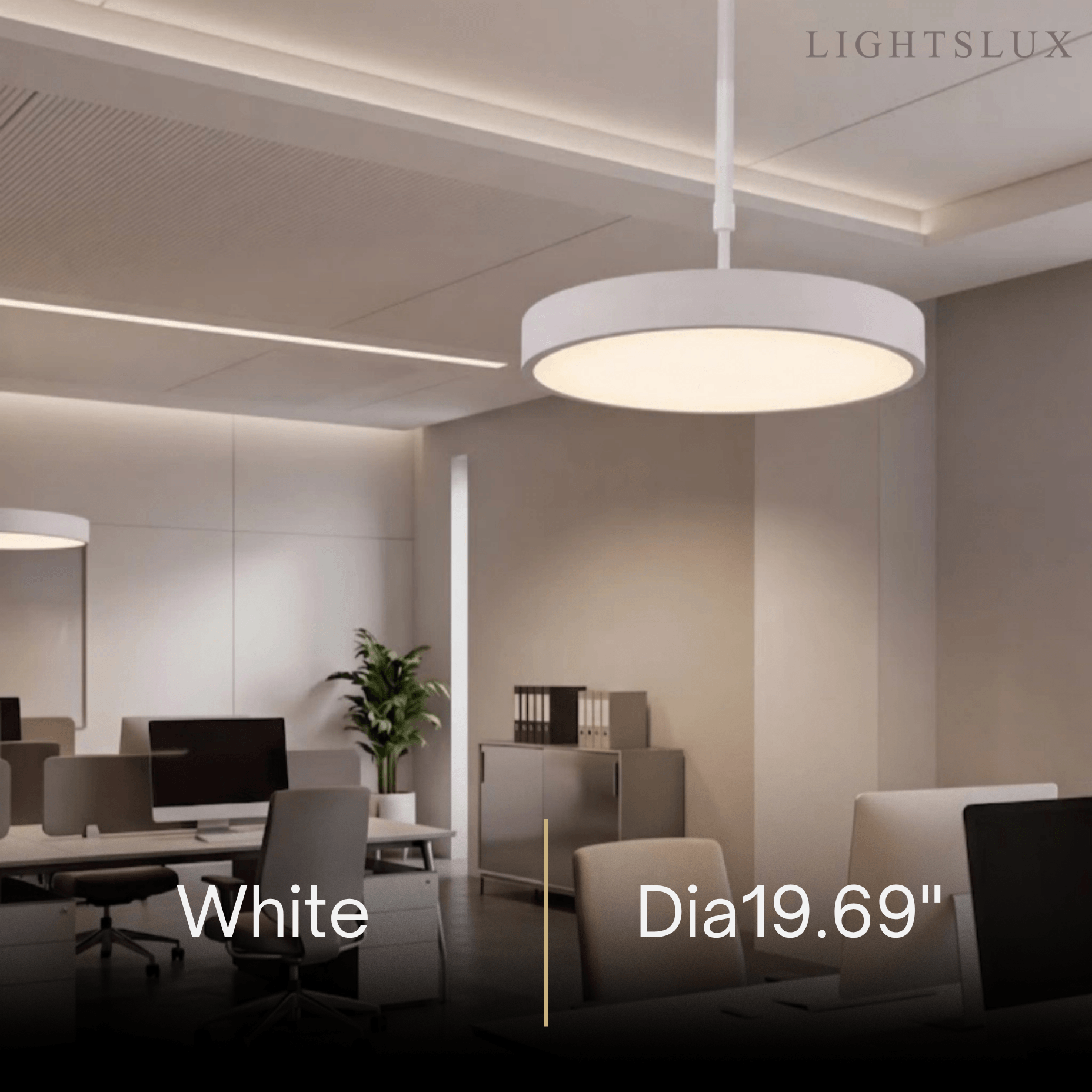 Modern Round Pendant Light -- Iron Acrylic Black or White for Office Meeting Room - Flindria
