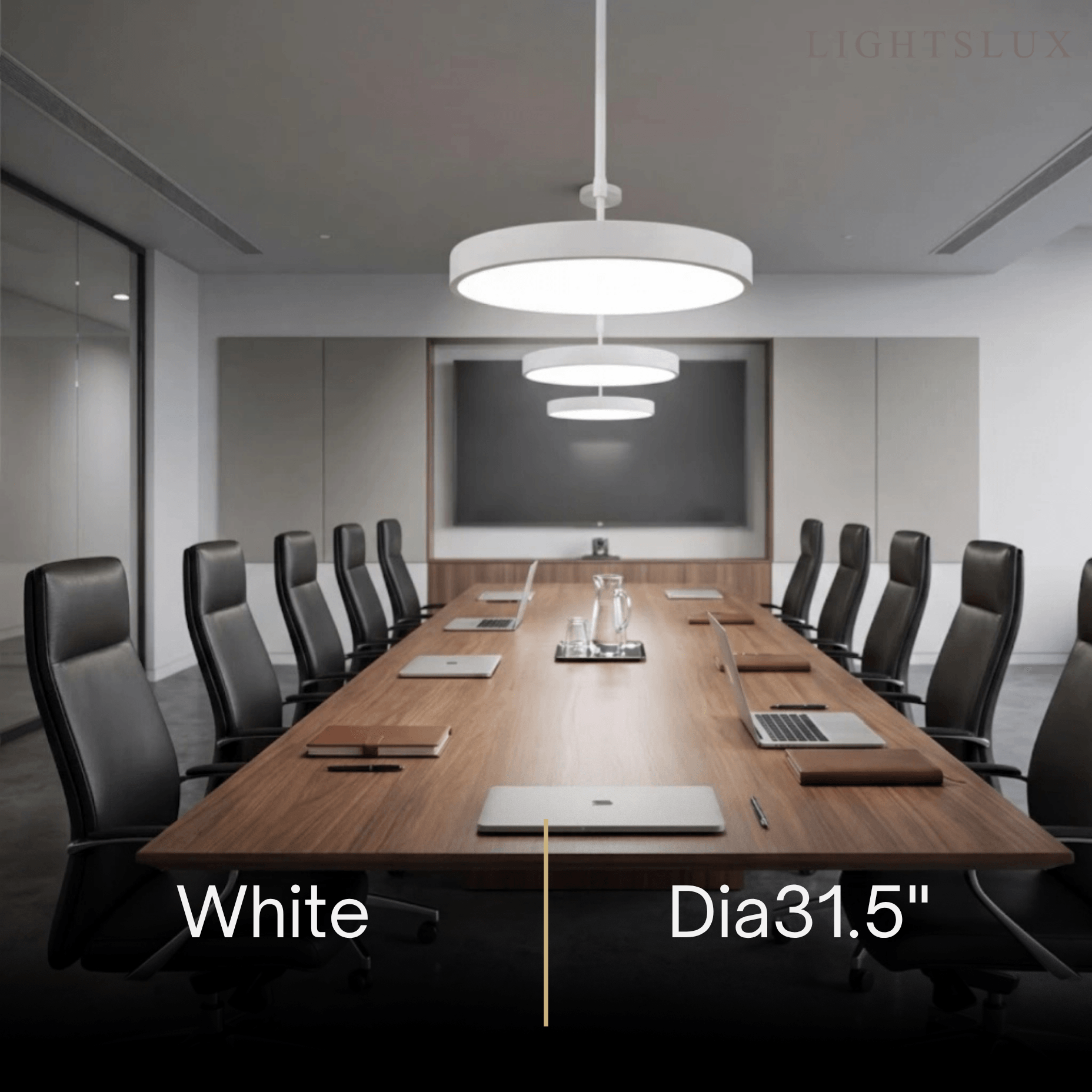 Modern Round Pendant Light -- Iron Acrylic Black or White for Office Meeting Room - Flindria