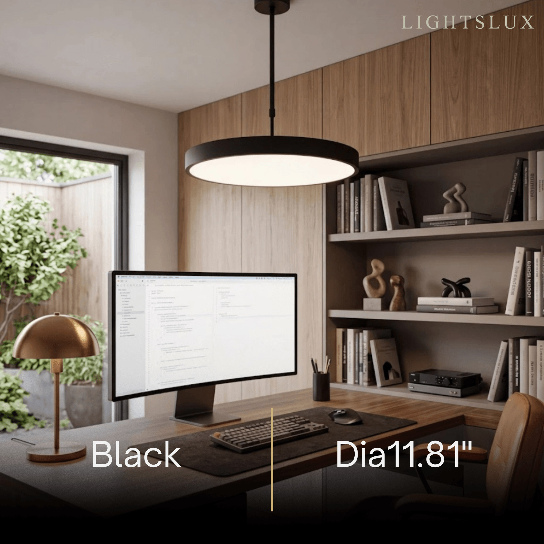 Modern Round Pendant Light -- Iron Acrylic Black or White for Office Meeting Room - Flindria