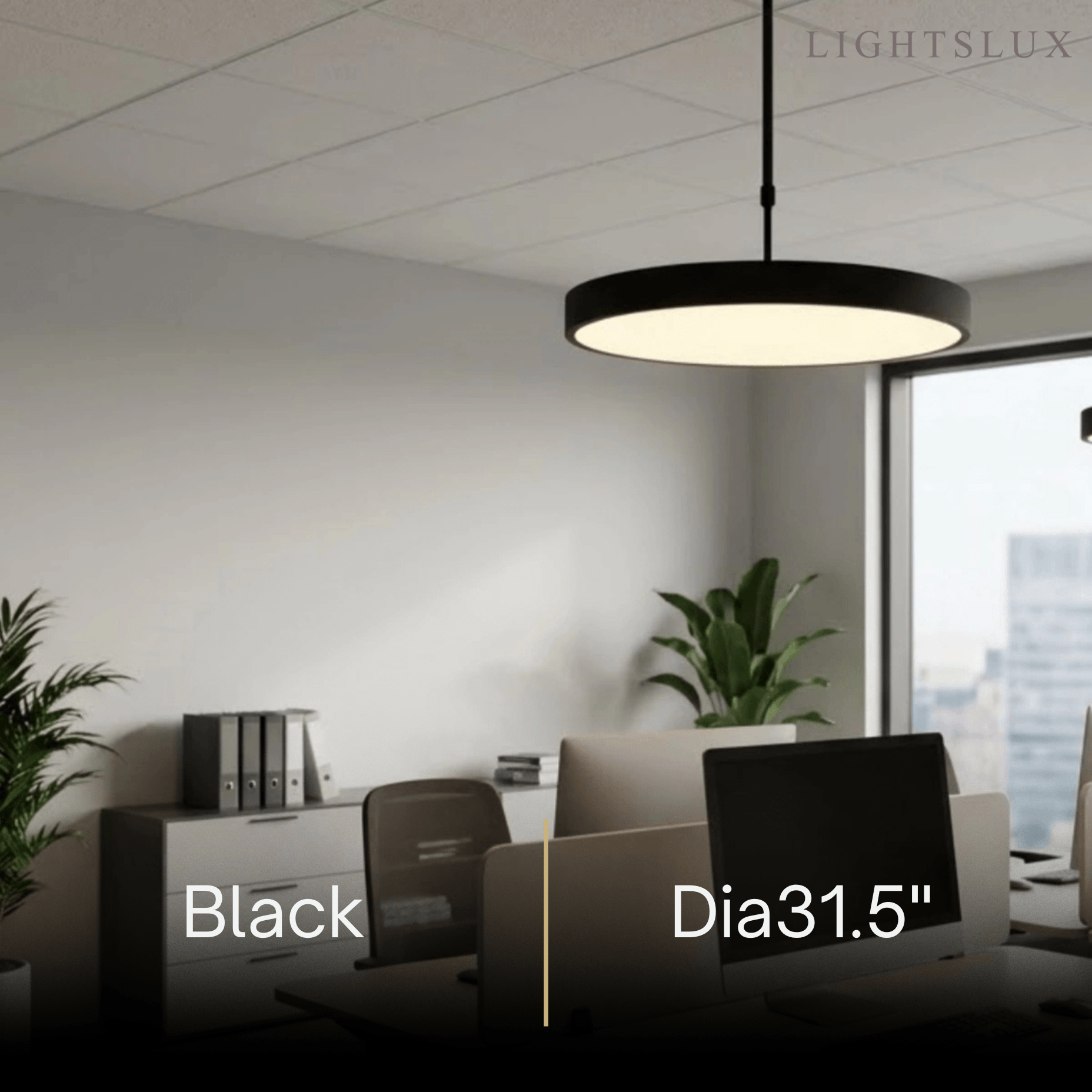 Modern Round Pendant Light -- Iron Acrylic Black or White for Office Meeting Room - Flindria