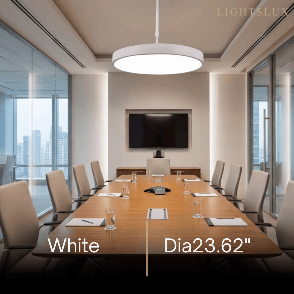 Modern Round Pendant Light -- Iron Acrylic Black or White for Office Meeting Room - Flindria