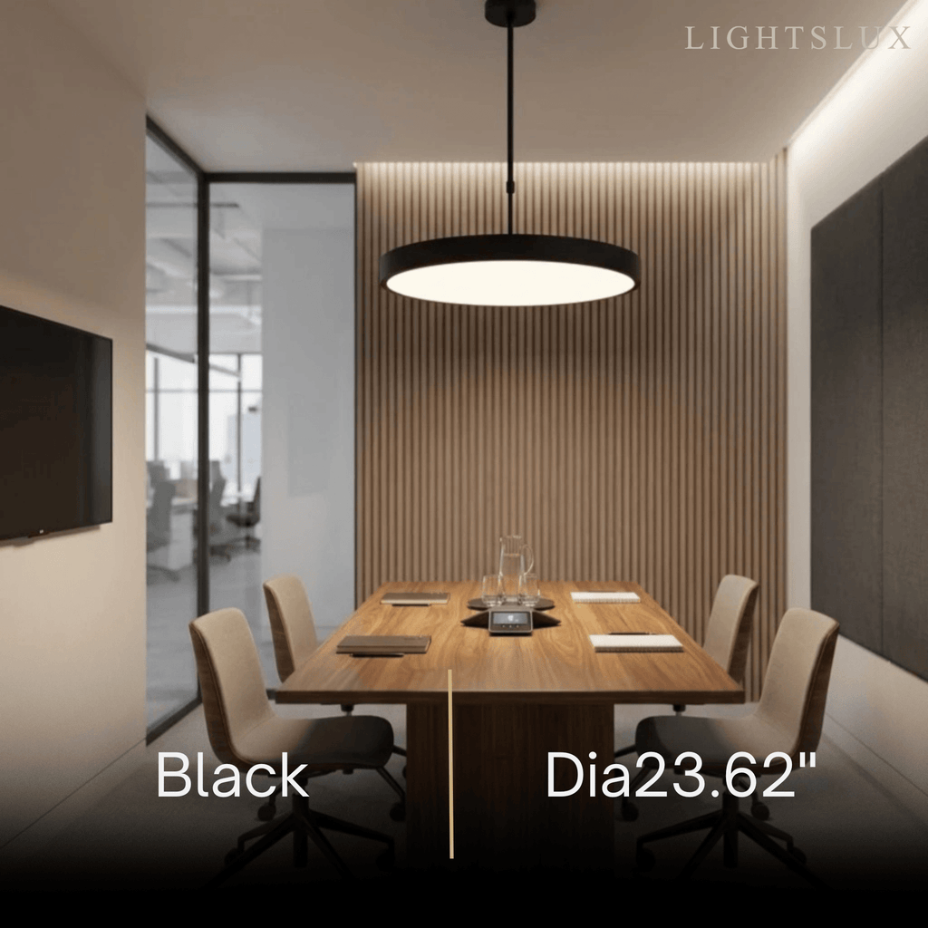 Modern Round Pendant Light -- Iron Acrylic Black or White for Office Meeting Room - Flindria