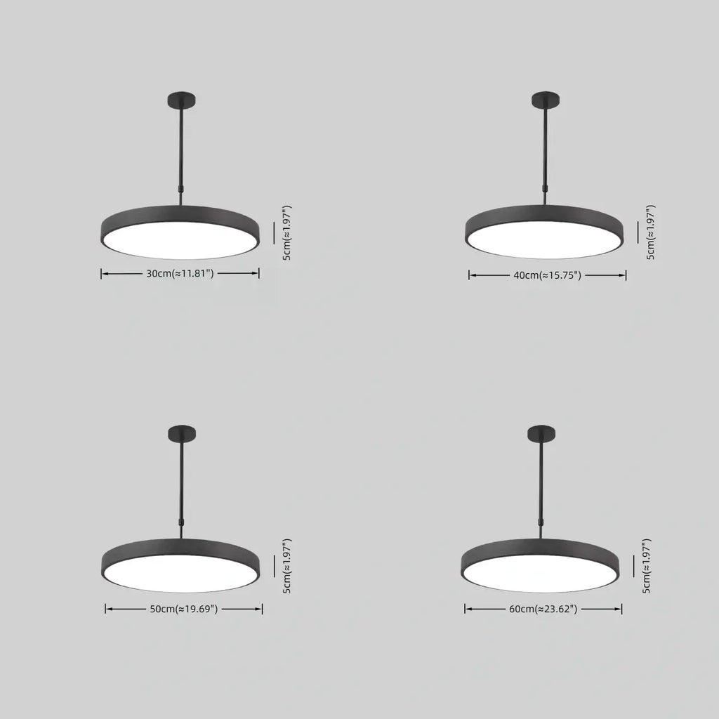 Modern Round Pendant Light -- Iron Acrylic Black or White for Office Meeting Room - Flindria