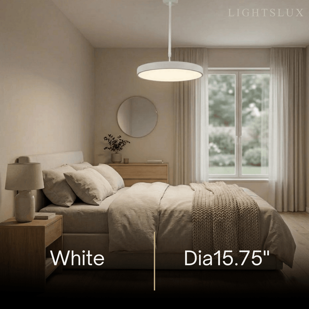 Modern Round Pendant Light -- Iron Acrylic Black or White for Office Meeting Room - Flindria