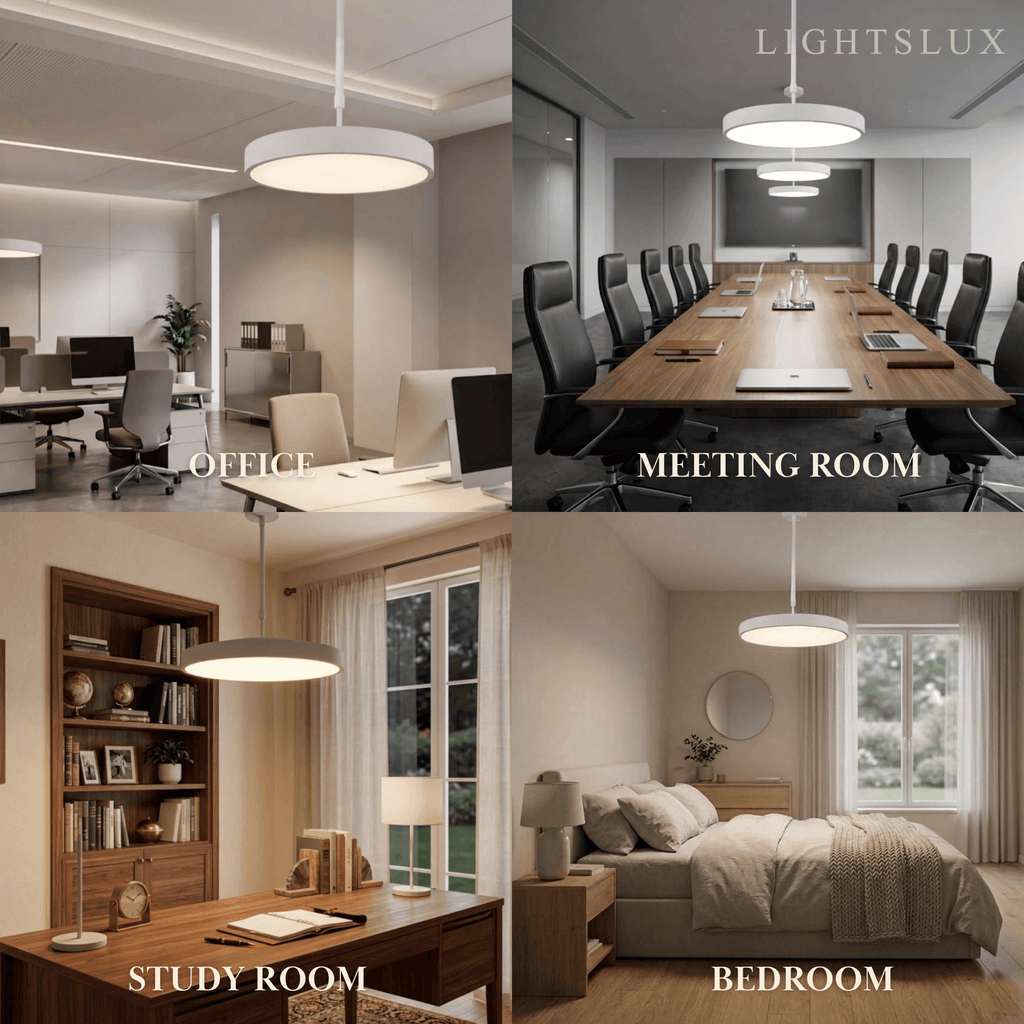 Modern Round Pendant Light -- Iron Acrylic Black or White for Office Meeting Room - Flindria