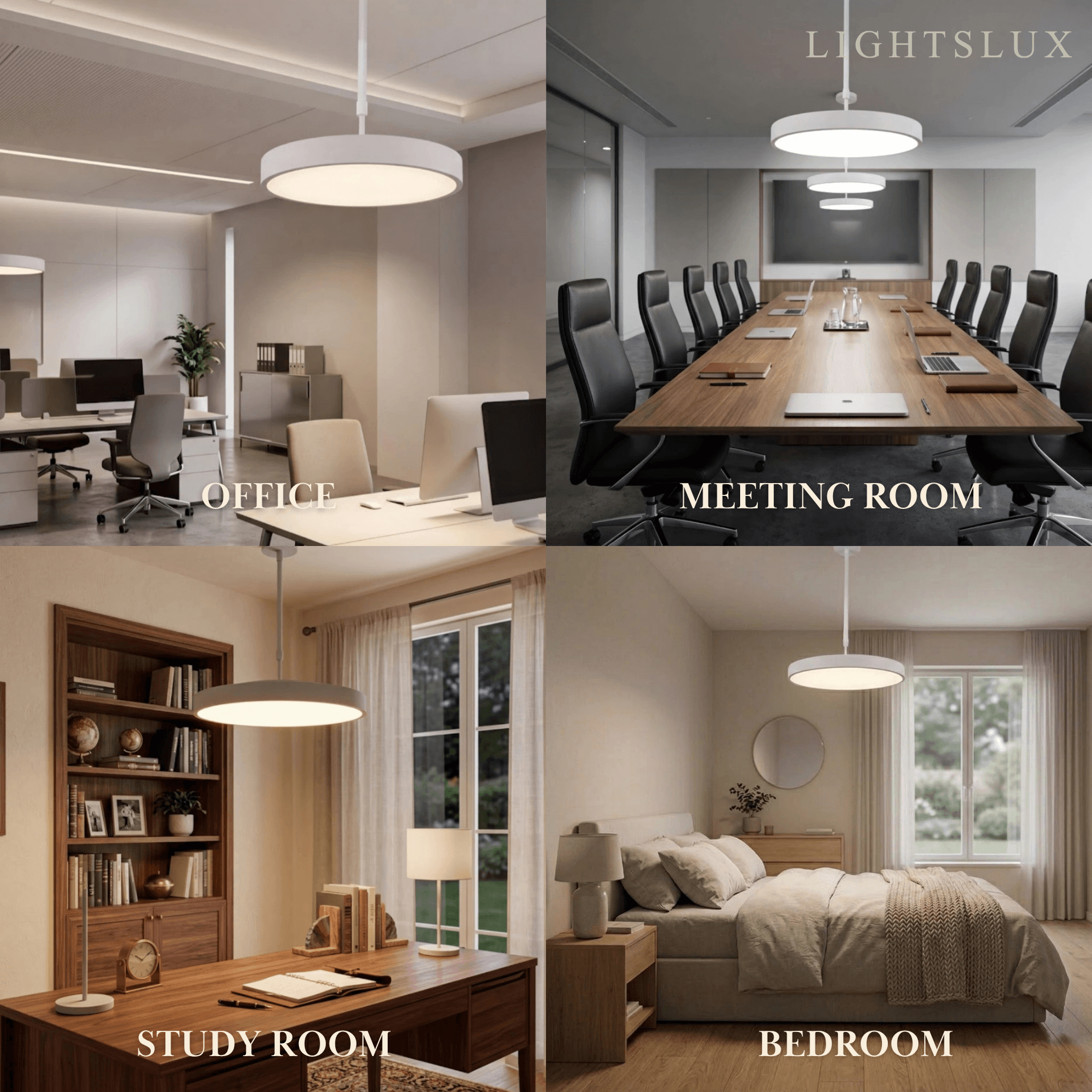 Modern Round Pendant Light -- Iron Acrylic Black or White for Office Meeting Room - Flindria