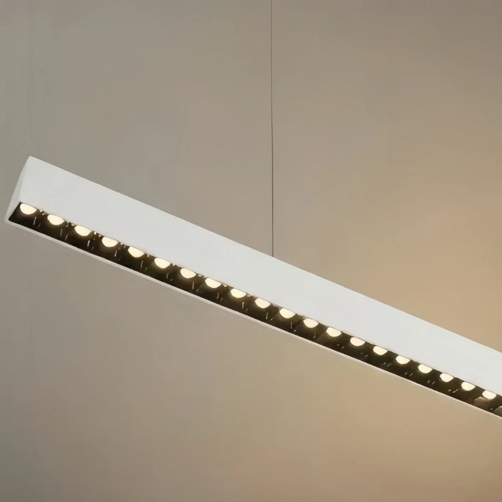Modern Linear Pendant Light -- Aluminum Acrylic Black or White for Dining Room Office - Flindria