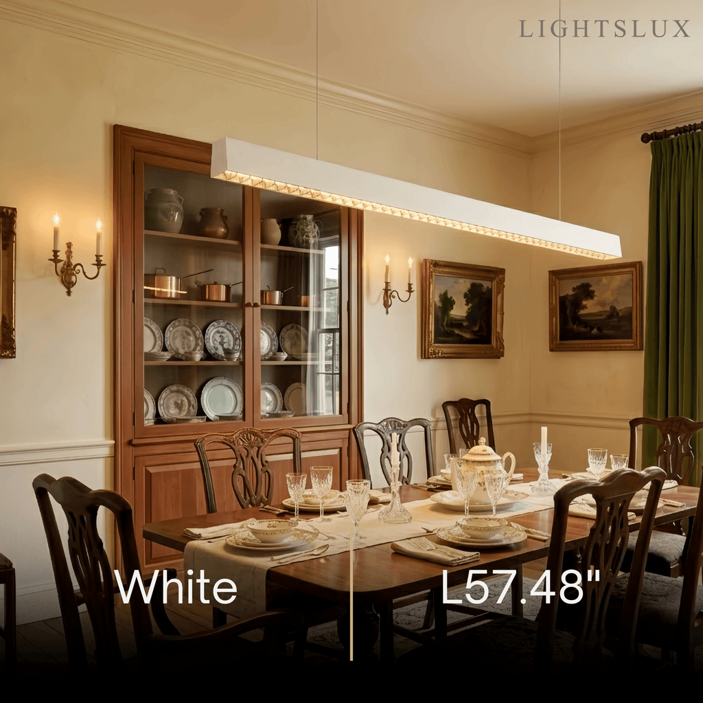 Modern Linear Pendant Light -- Aluminum Acrylic Black or White for Dining Room Office - Flindria