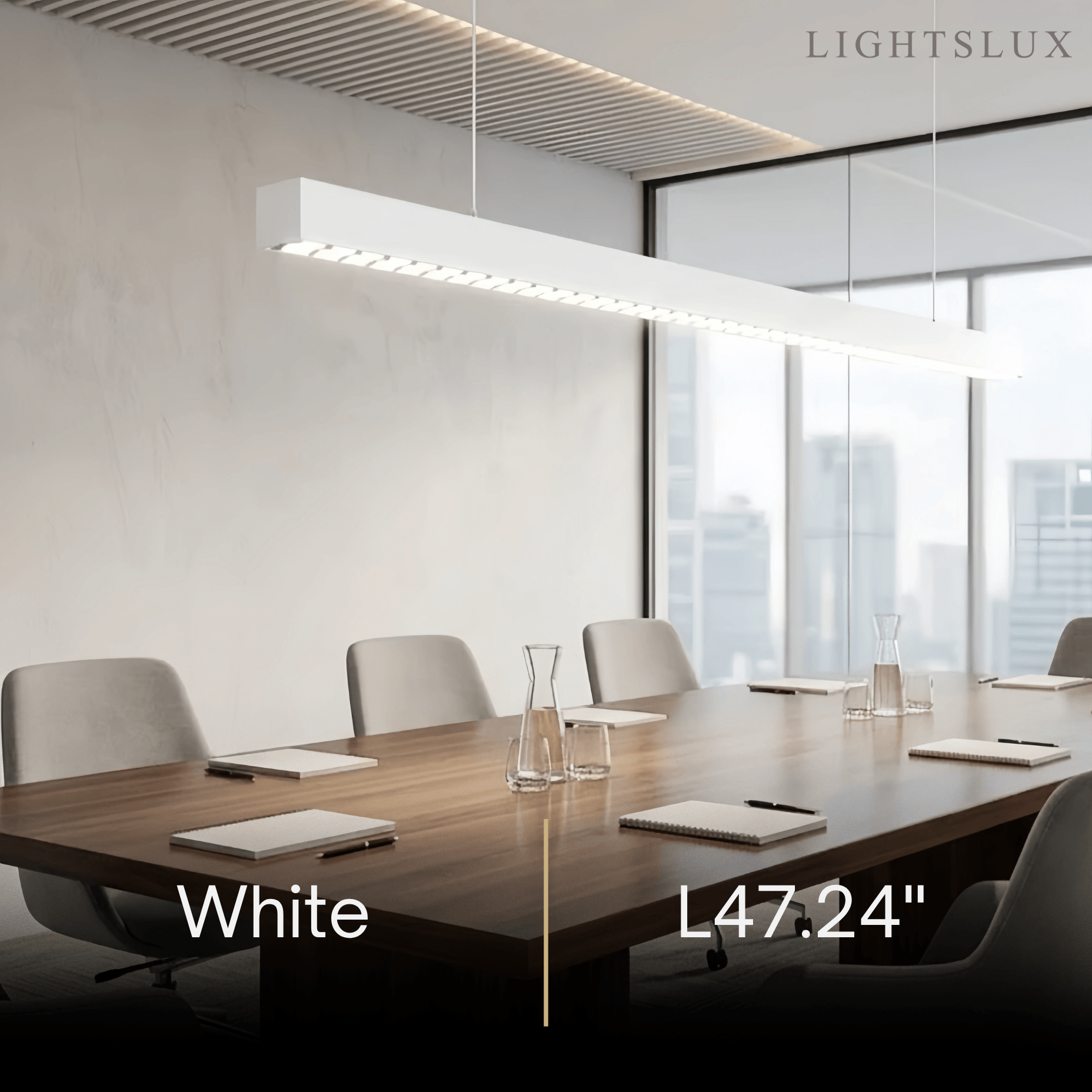 Modern Linear Pendant Light -- Aluminum Acrylic Black or White for Dining Room Office - Flindria