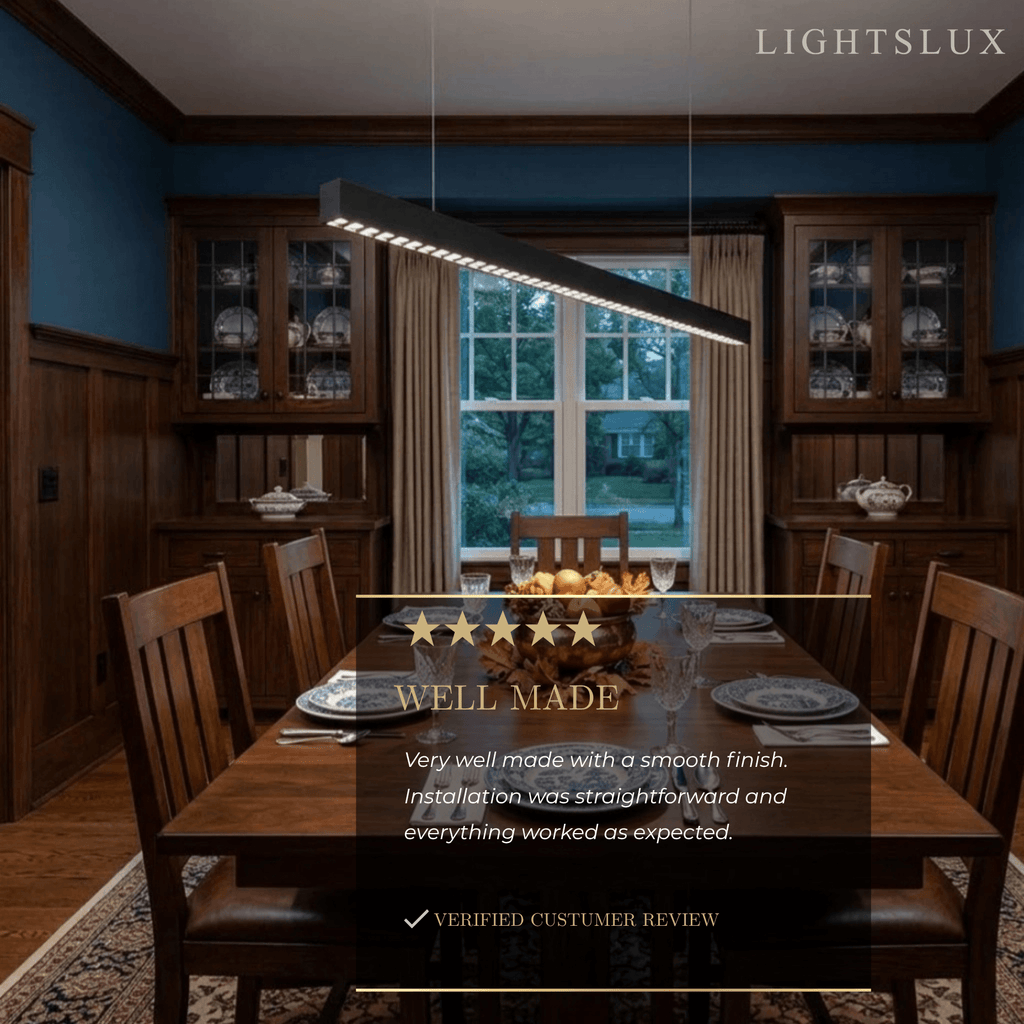 Modern Linear Pendant Light -- Aluminum Acrylic Black or White for Dining Room Office - Flindria