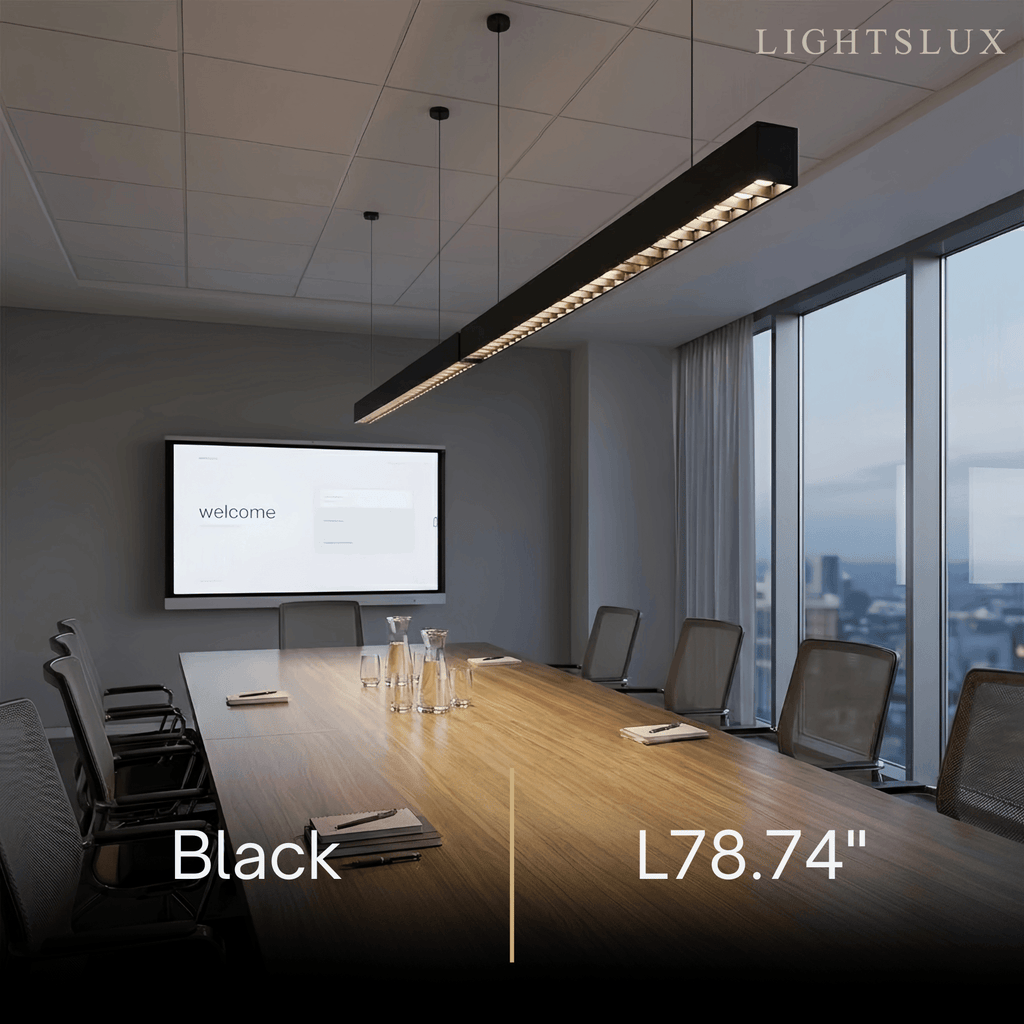 Modern Linear Pendant Light -- Aluminum Acrylic Black or White for Dining Room Office - Flindria