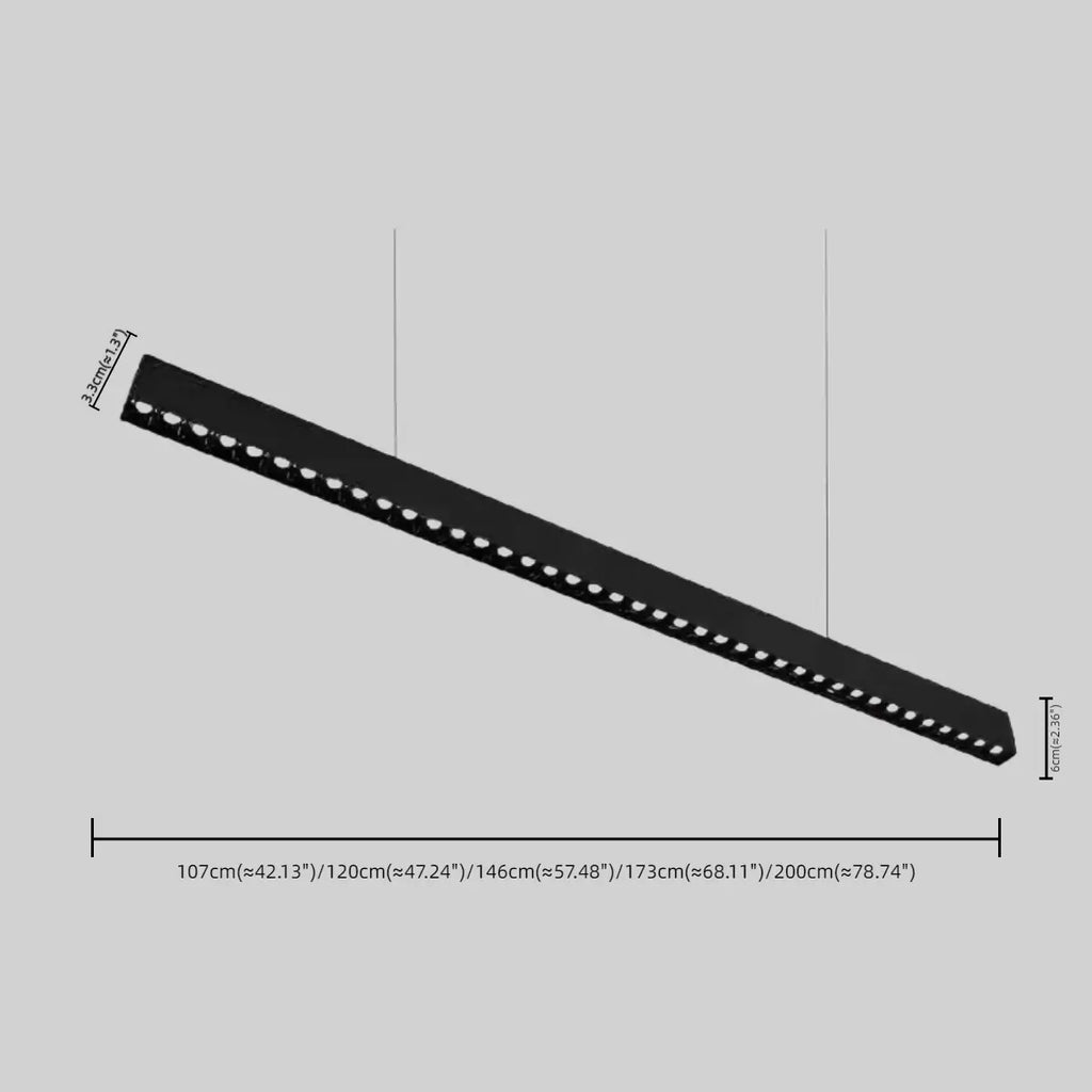 Modern Linear Pendant Light -- Aluminum Acrylic Black or White for Dining Room Office - Flindria