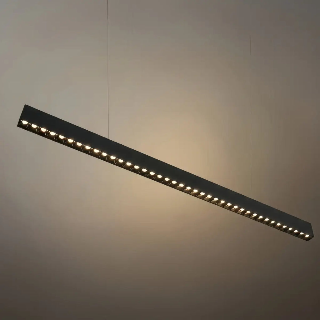 Modern Linear Pendant Light -- Aluminum Acrylic Black or White for Dining Room Office - Flindria