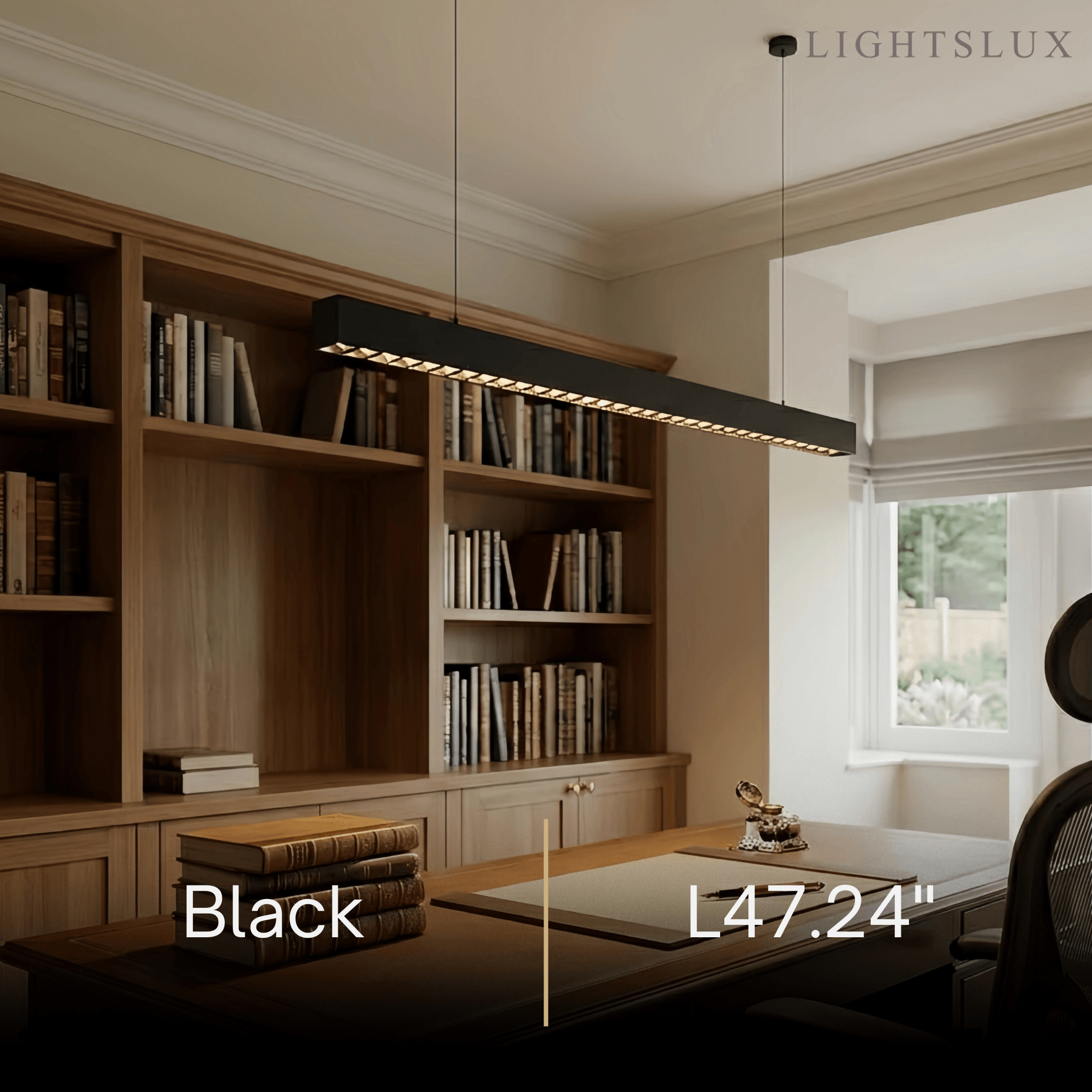 Modern Linear Pendant Light -- Aluminum Acrylic Black or White for Dining Room Office - Flindria