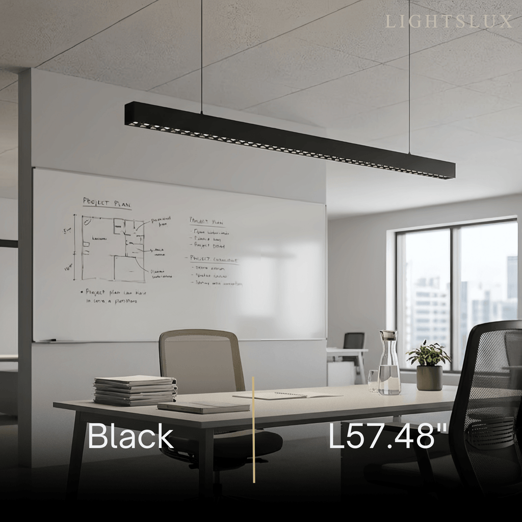 Modern Linear Pendant Light -- Aluminum Acrylic Black or White for Dining Room Office - Flindria