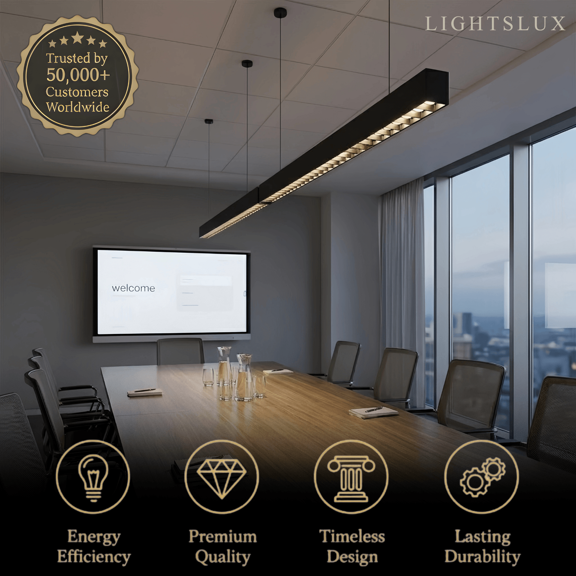 Modern Linear Pendant Light -- Aluminum Acrylic Black or White for Dining Room Office - Flindria