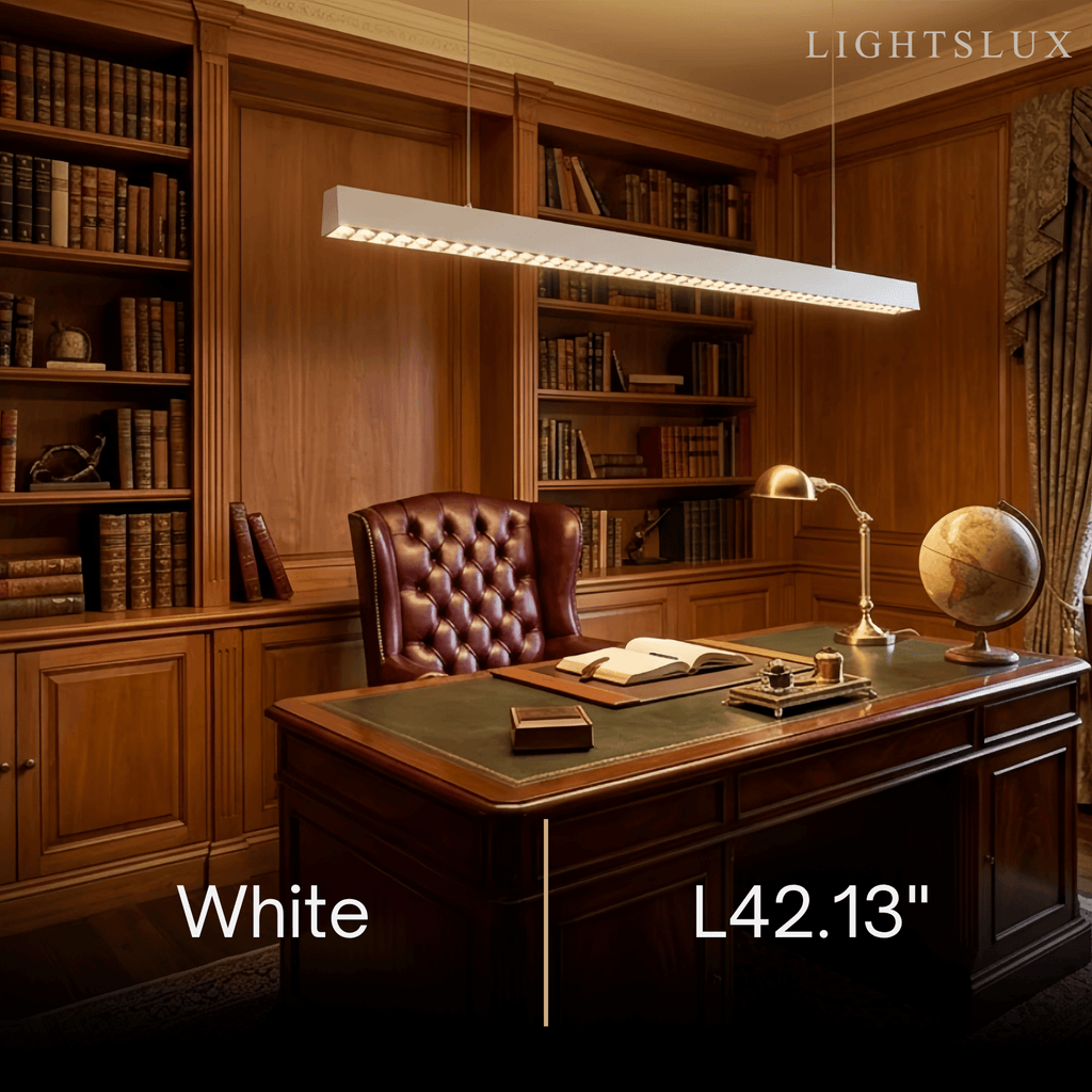 Modern Linear Pendant Light -- Aluminum Acrylic Black or White for Dining Room Office - Flindria