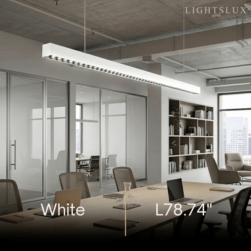 Modern Linear Pendant Light -- Aluminum Acrylic Black or White for Dining Room Office - Flindria