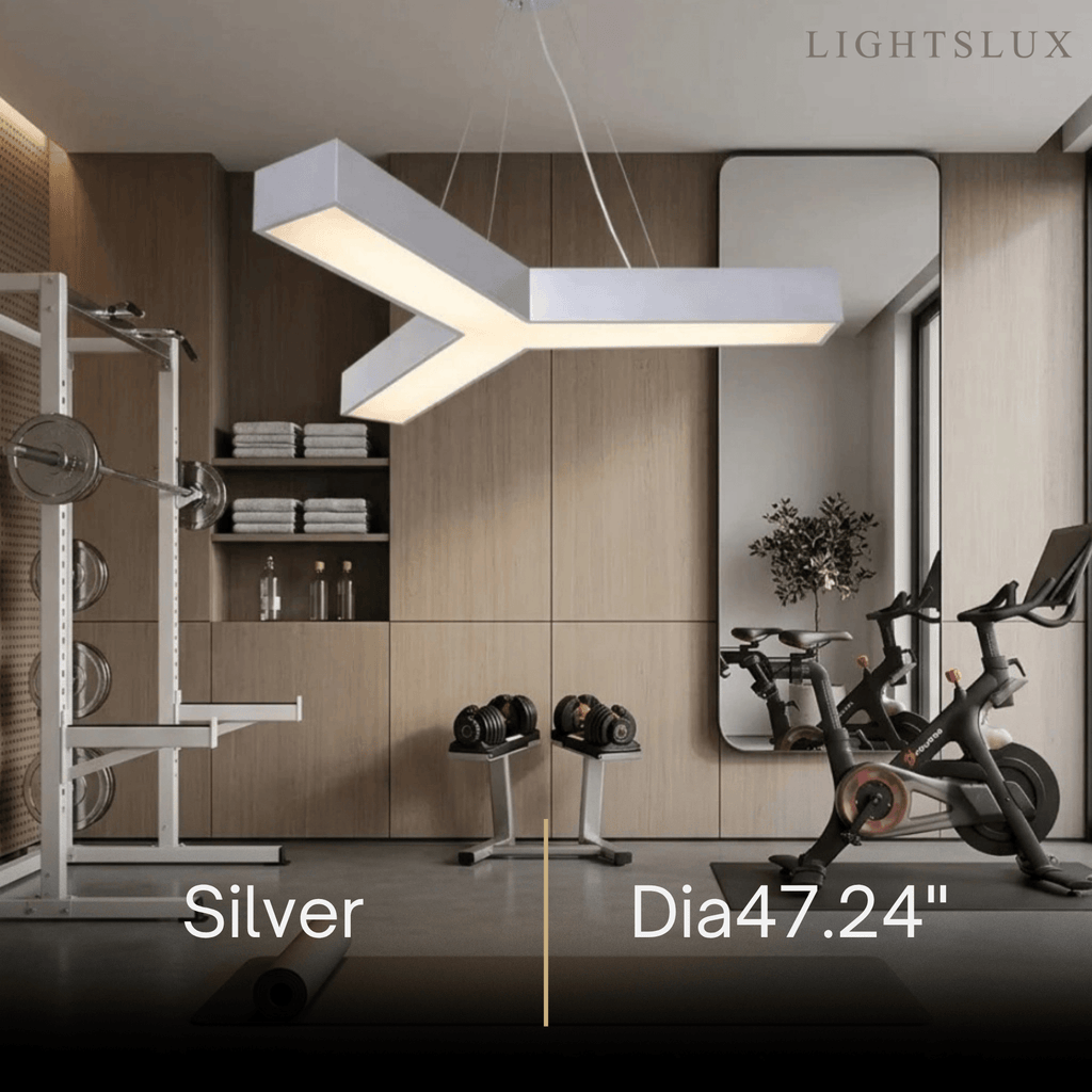 Modern Y-Shaped Pendant Light -- Aluminum Black White Silver for Office Gym - Flindria