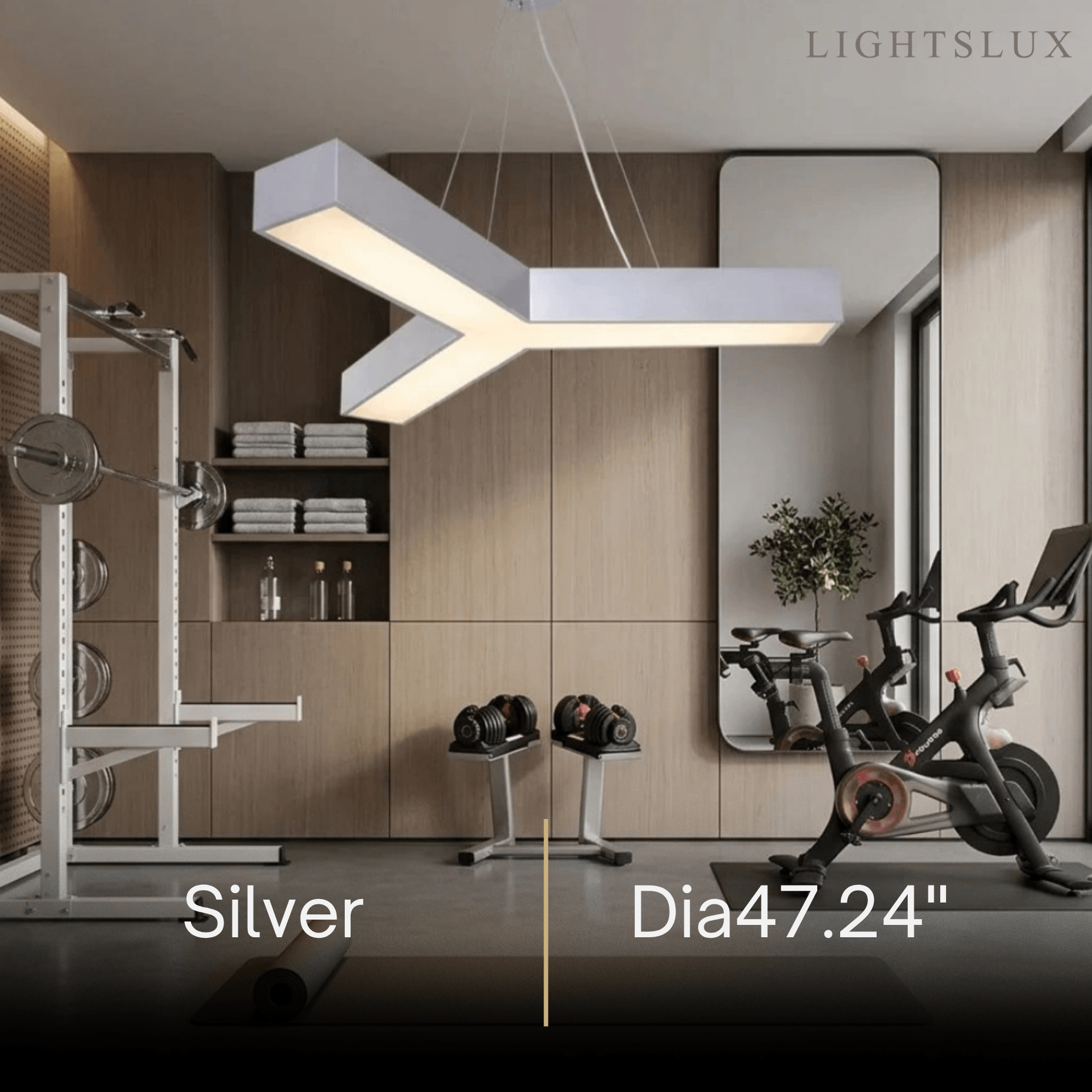Modern Y-Shaped Pendant Light -- Aluminum Black White Silver for Office Gym - Flindria