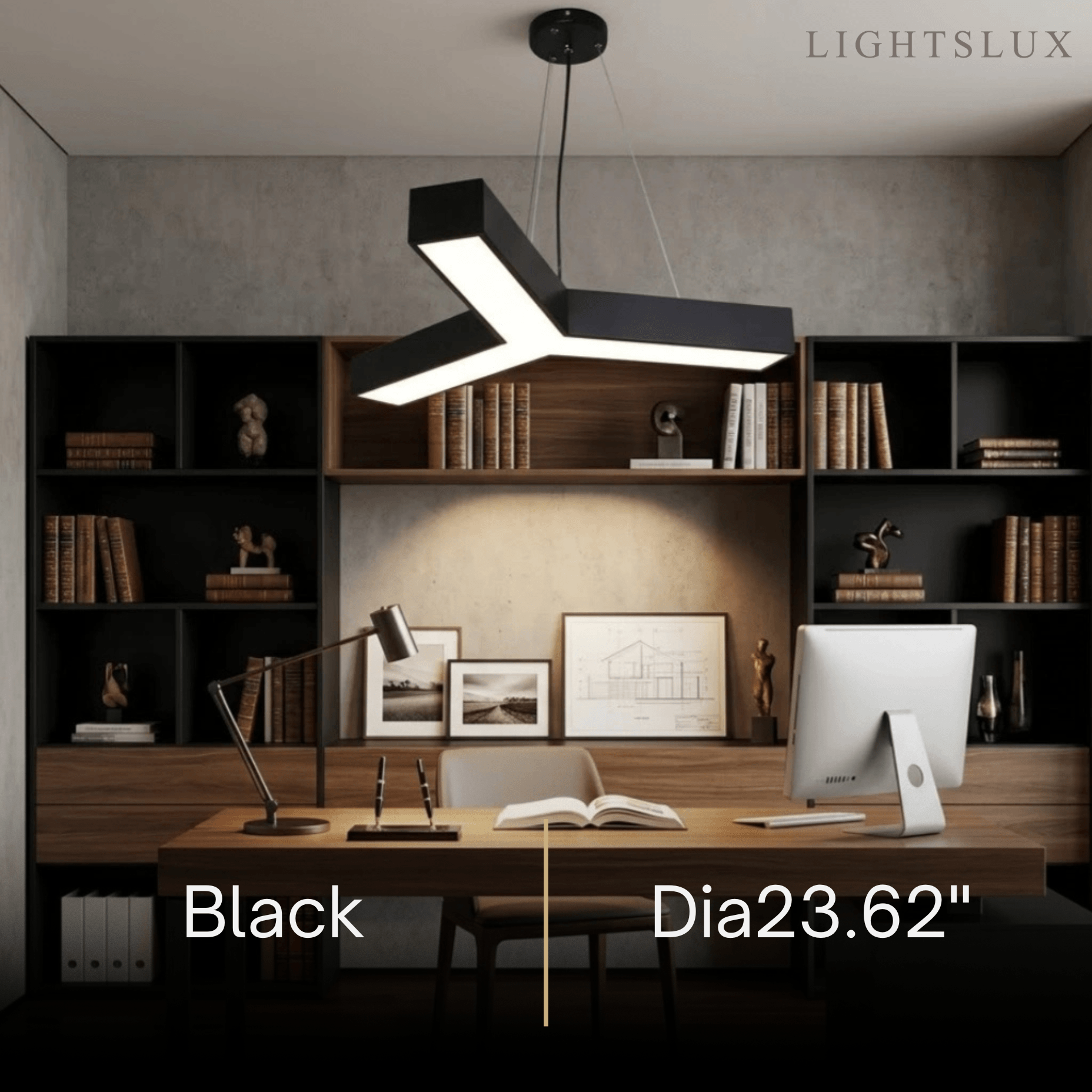 Modern Y-Shaped Pendant Light -- Aluminum Black White Silver for Office Gym - Flindria