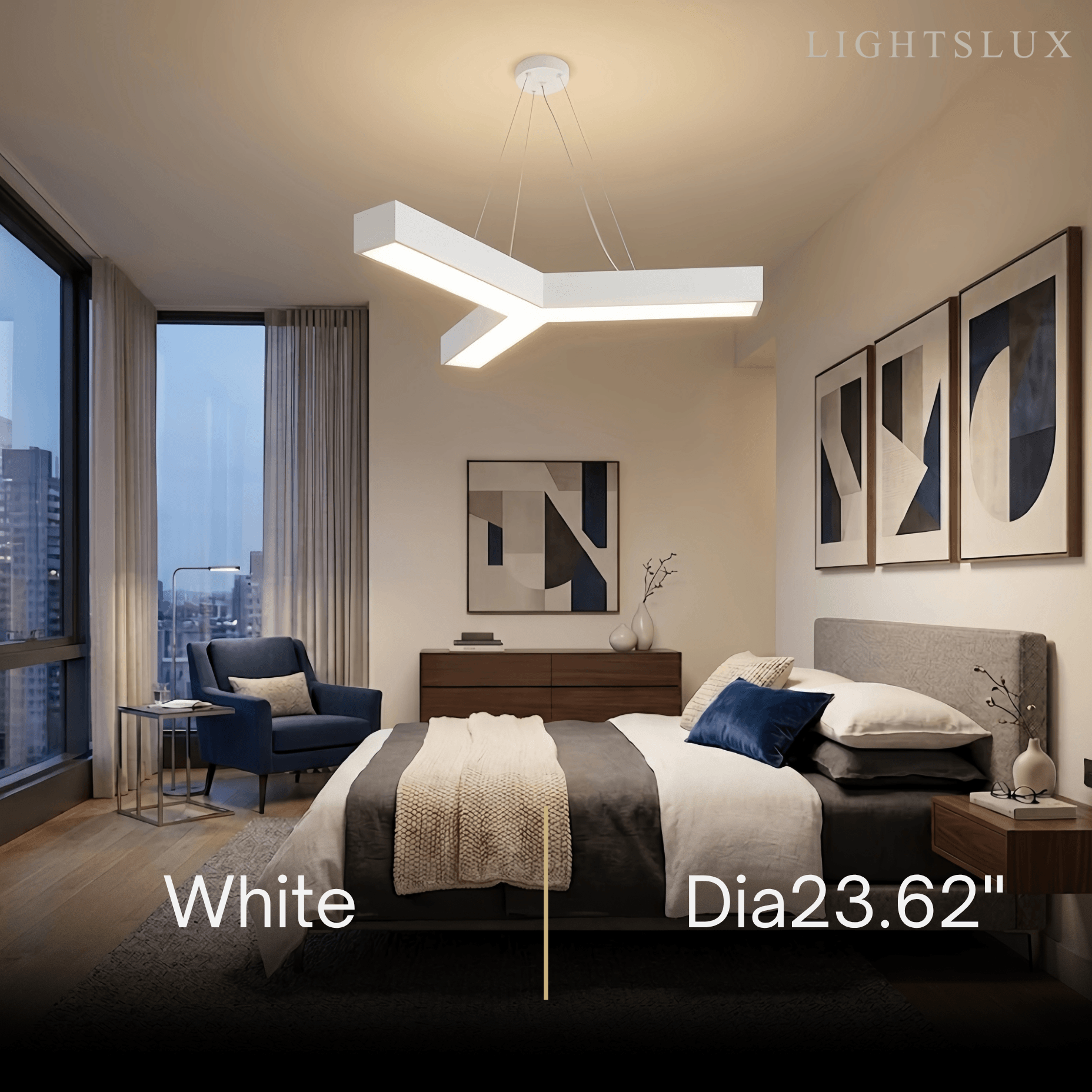 Modern Y-Shaped Pendant Light -- Aluminum Black White Silver for Office Gym - Flindria