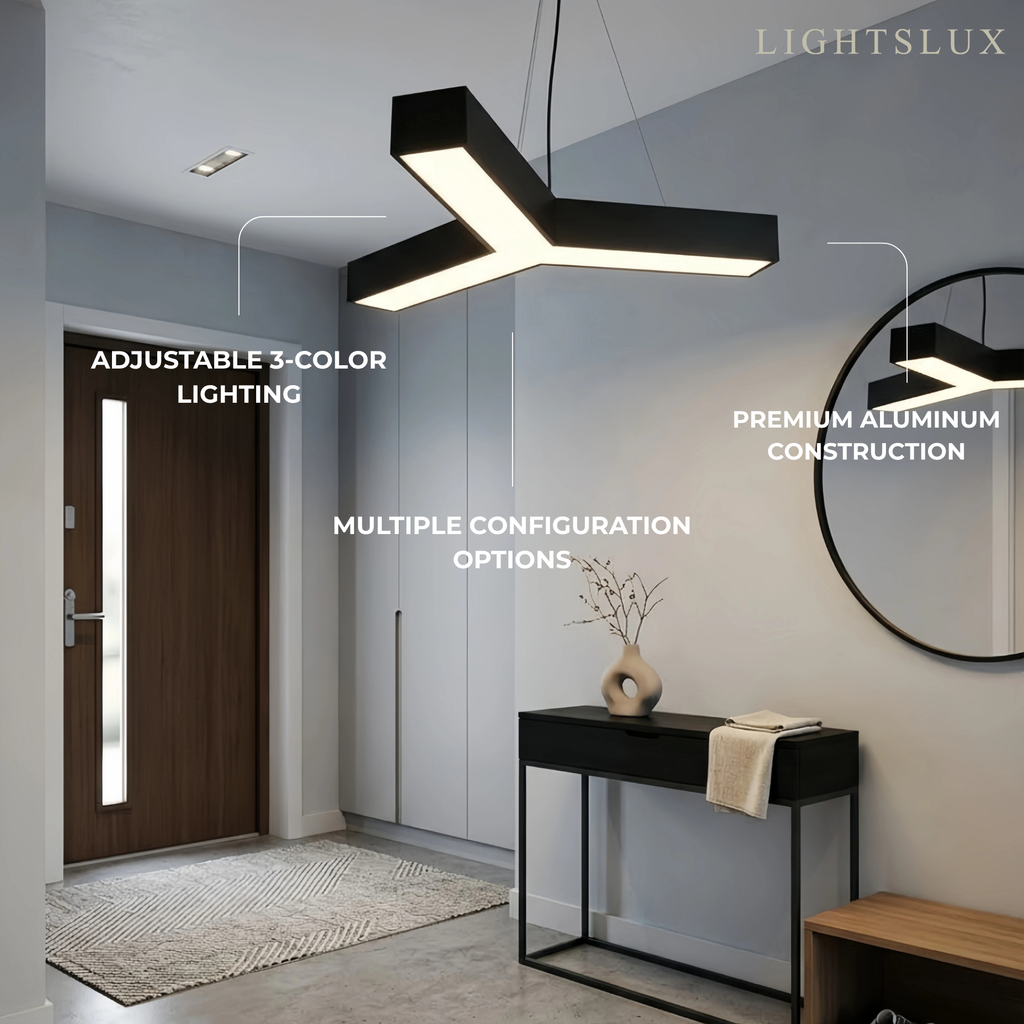 Modern Y-Shaped Pendant Light -- Aluminum Black White Silver for Office Gym - Flindria