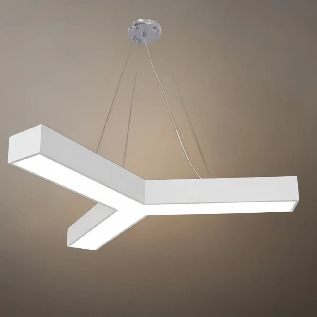 Modern Y-Shaped Pendant Light -- Aluminum Black White Silver for Office Gym - Flindria