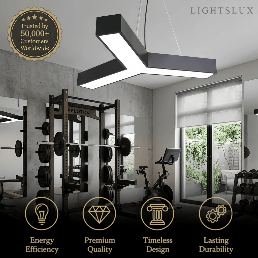 Modern Y-Shaped Pendant Light -- Aluminum Black White Silver for Office Gym - Flindria